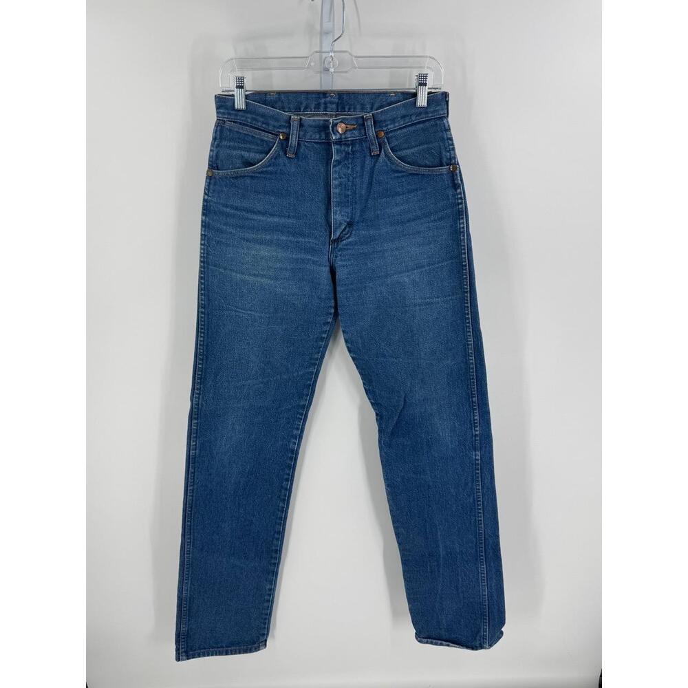 Wrangler Blue Denim Straight Leg Jeans‎ 5 Pocket Button Closure Size 29x34